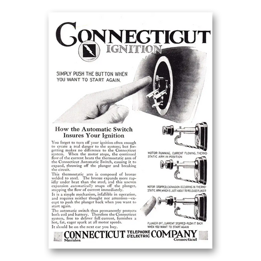 1920 Connecticut Telephone Simply Push the Button Vintage Magazine Print Ad