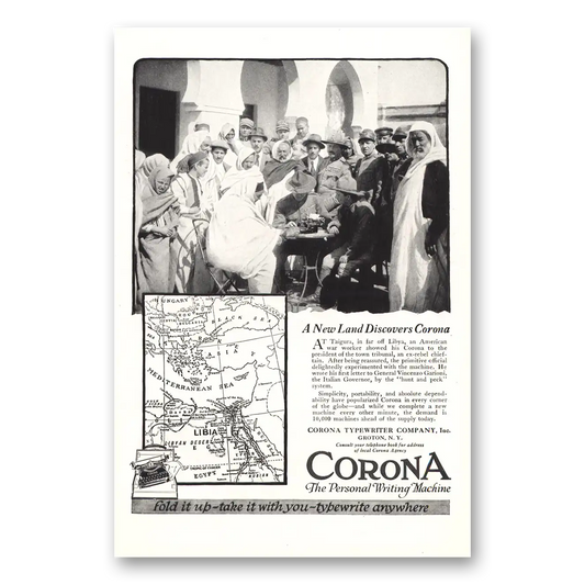 1920 Corona Typewriter New Land Discovers Vintage Magazine Print Ad