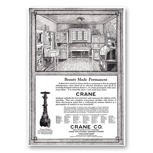 1920 Crane Beauty Made Permanent Kitchen Vintage Magazine Print Ad