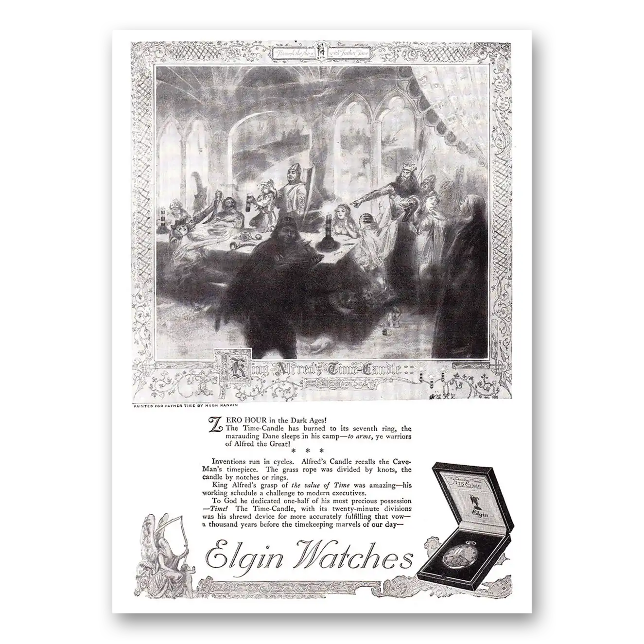 1920 Elgin Watch Father Time Vintage Magazine Print Ad