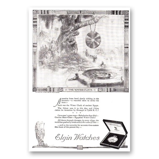 1920 Elgin Watch Water Clock Vintage Magazine Print Ad