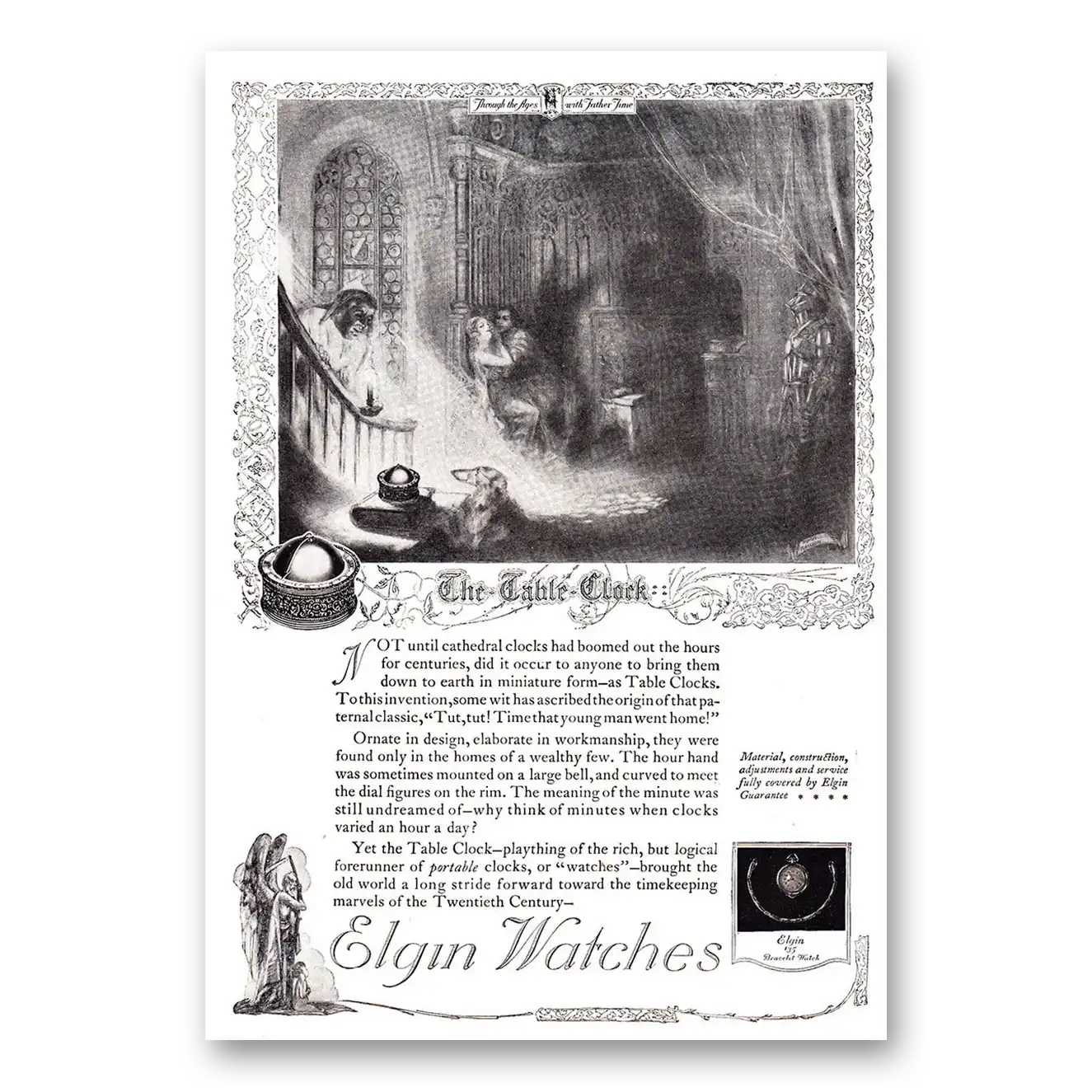 1920 Elgin Watch Table Clock Vintage Magazine Print Ad