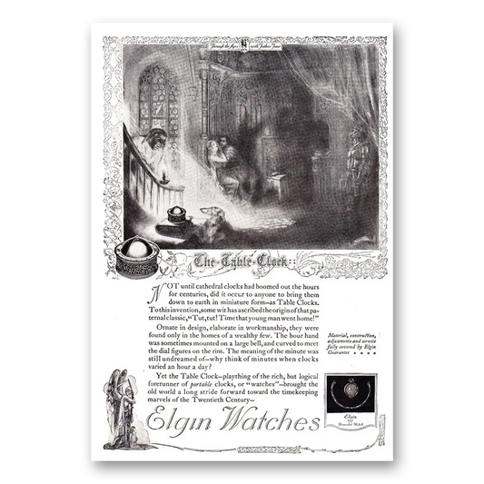 1920 Elgin Watch Table Clock Vintage Magazine Print Ad