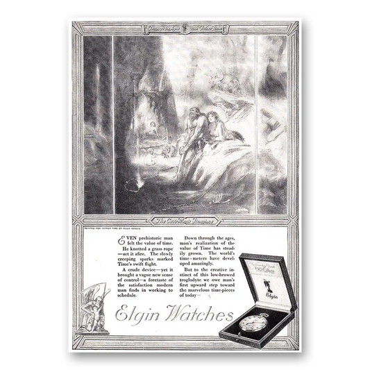 1920 Elgin Watch Cave Mans Timepiece Vintage Magazine Print Ad