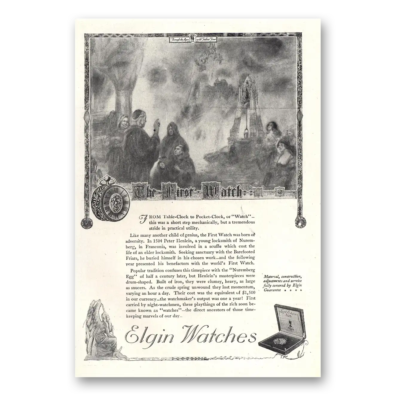 1920 Elgin Watch First Watch Vintage Magazine Print Ad