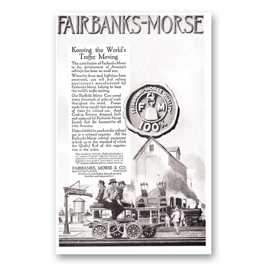 1920 Fairbanks Morse Keeping the Worlds Traffic Moving Vintage Magazine Print Ad