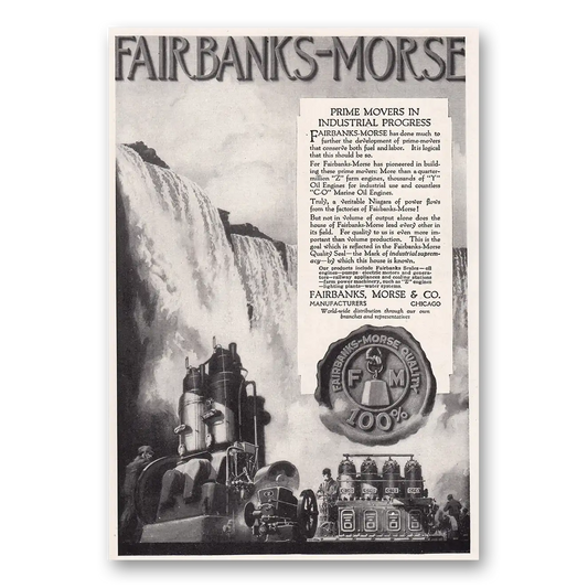 1920 Fairbanks Morse Prime Movers in Industrial Progress Vintage Magazine Print Ad