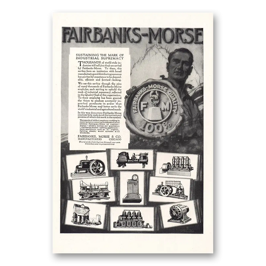 1920 Fairbanks Morse Mark Industrial Supremacy Vintage Magazine Print Ad