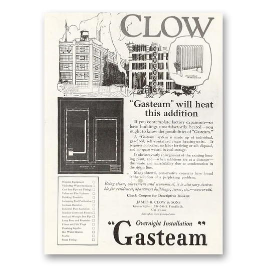 1920 Gasteam Will Heat This Addition Vintage Magazine Print Ad