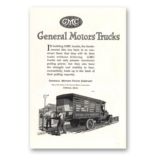 1920 GMC Trucks Inter City Hauling Vintage Magazine Print Ad