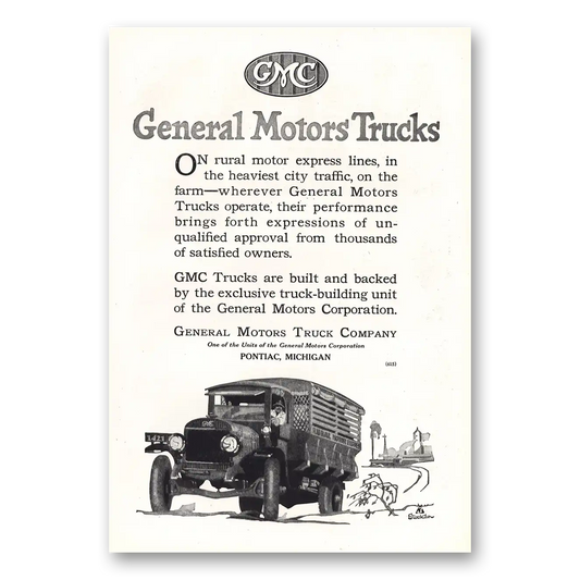 1920 GMC Trucks On Rural Motor Express Lines Vintage Magazine Print Ad