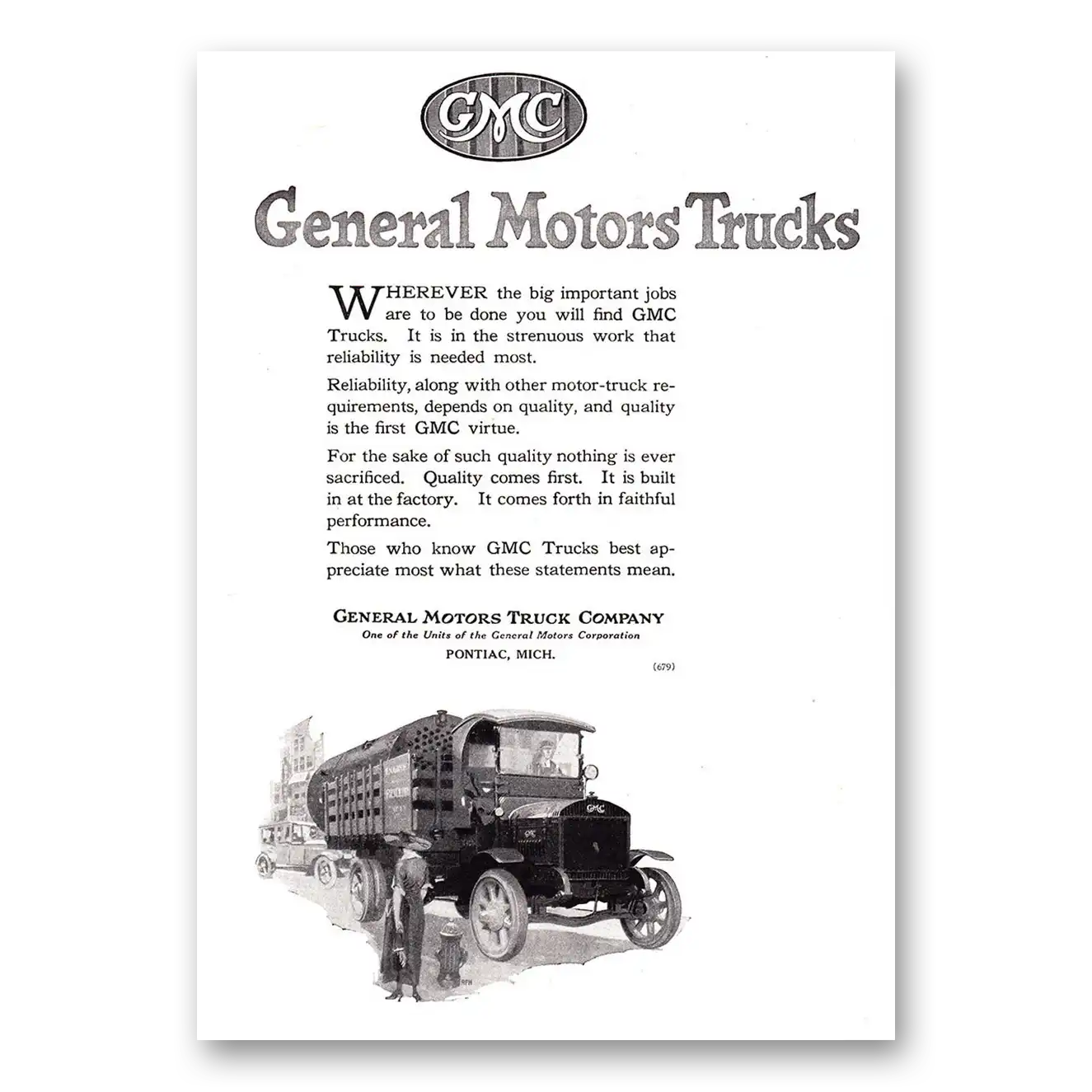 1920 GMC Trucks Wherever the Big Important Jobs Are Vintage Magazine Print Ad