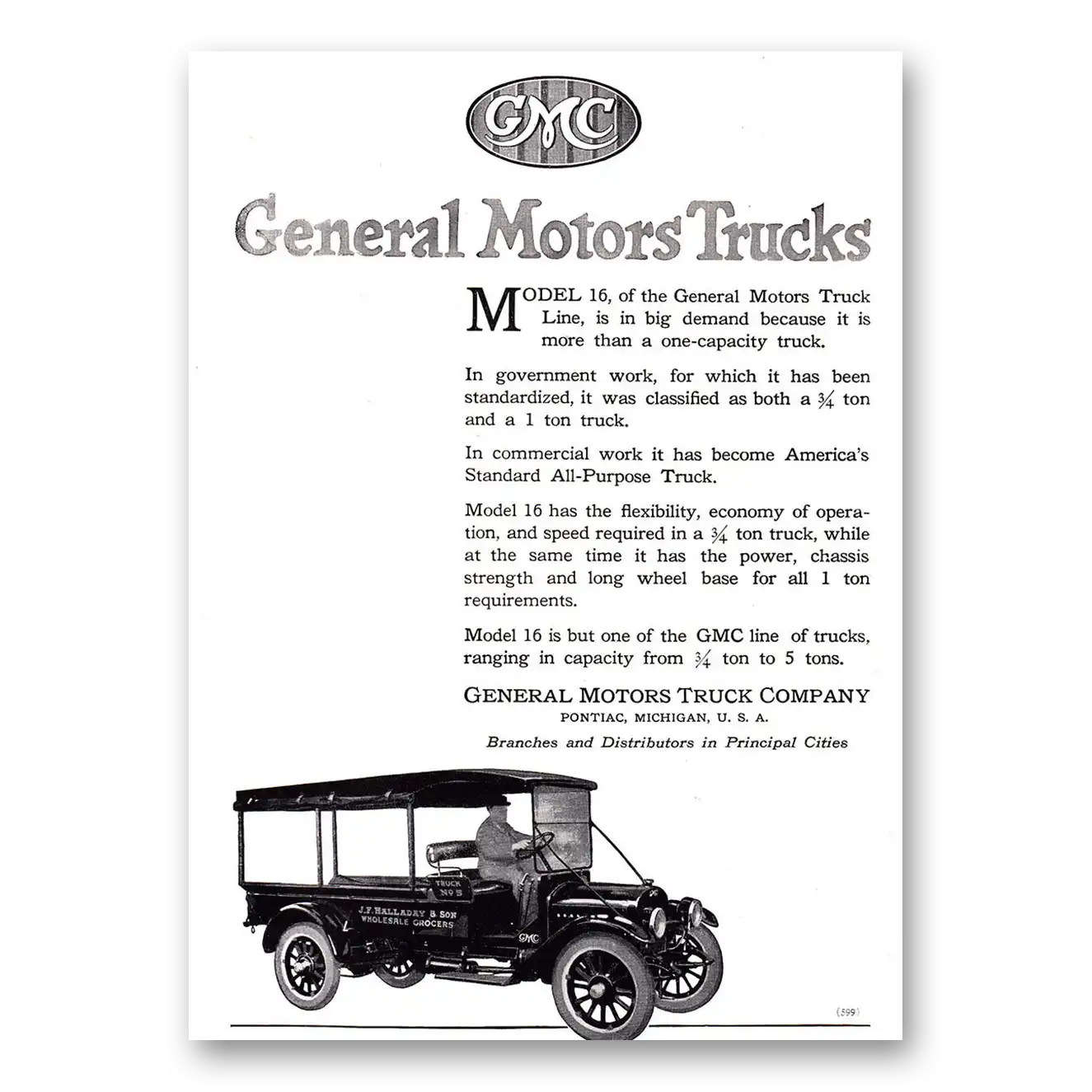 1920 GMC Trucks Model 16 Big Demand Vintage Magazine Print Ad