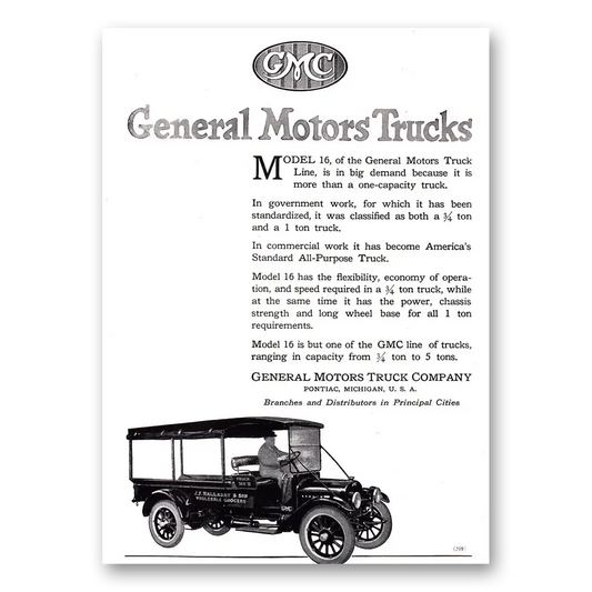 1920 GMC Trucks Model 16 Big Demand Vintage Magazine Print Ad