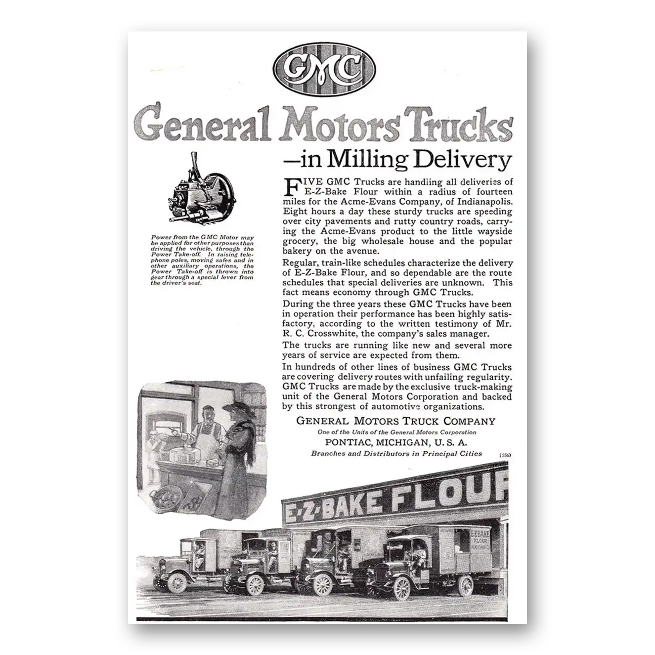 1920 GMC Trucks Milling Delivery EZ Bake Flour Vintage Magazine Print Ad