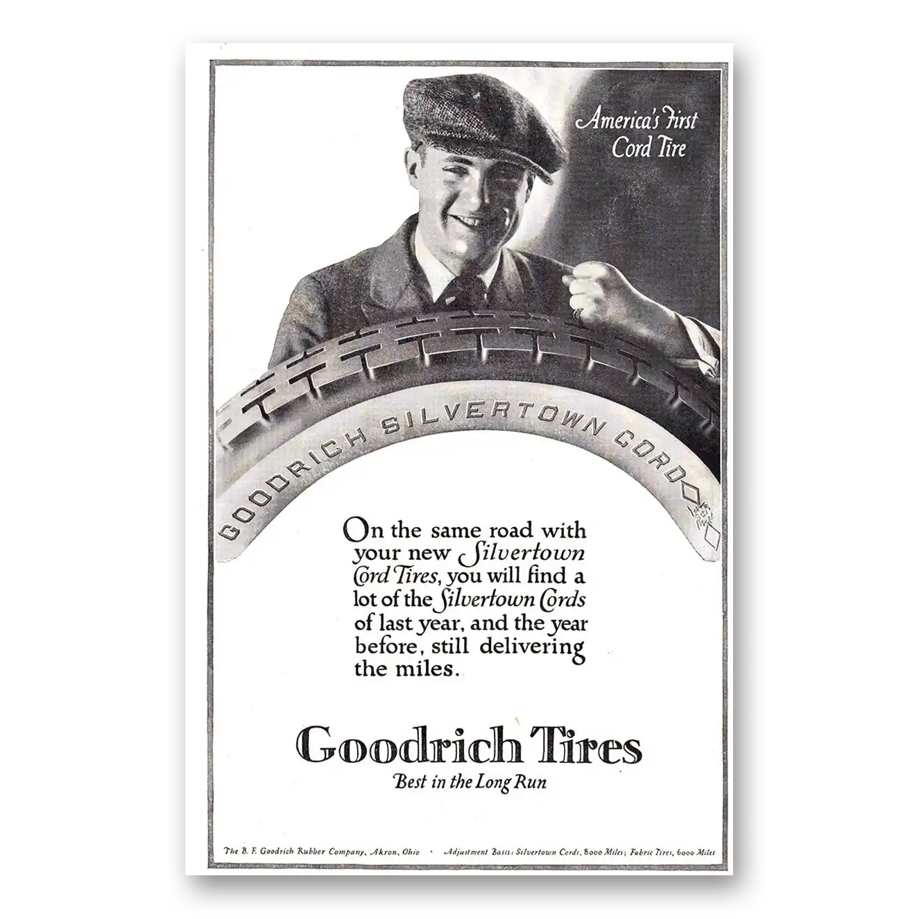 1920 Goodrich Silvertown Cord Tires On the Same Road Vintage Magazine Print Ad