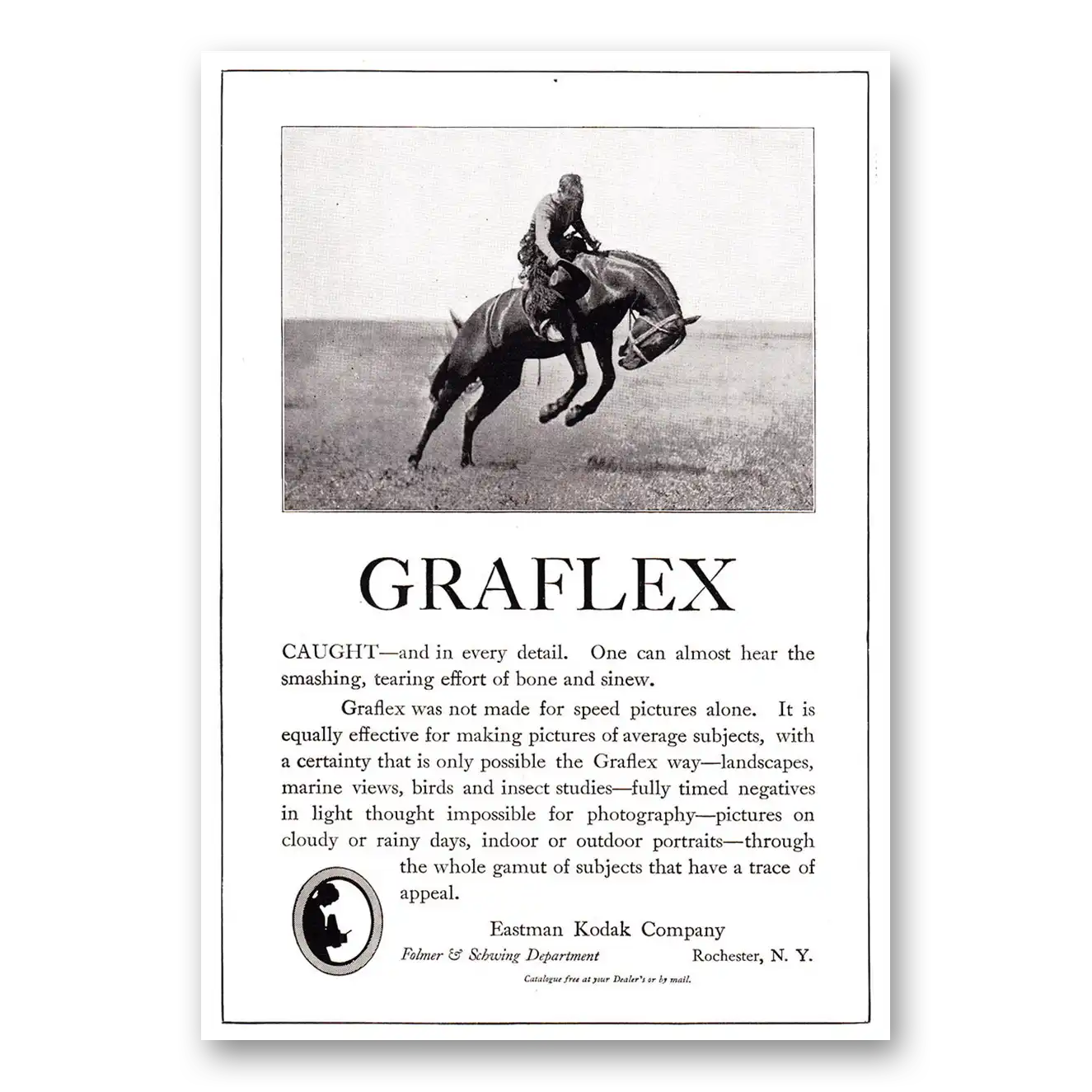 1920 Graflex Caught in Every Detail Horse Vintage Magazine Print Ad