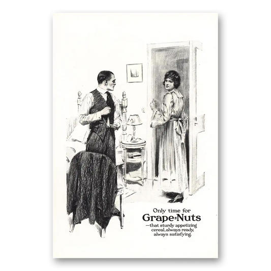 1920 Grape Nuts Cereal Only Time for Grape Nuts Vintage Magazine Print Ad