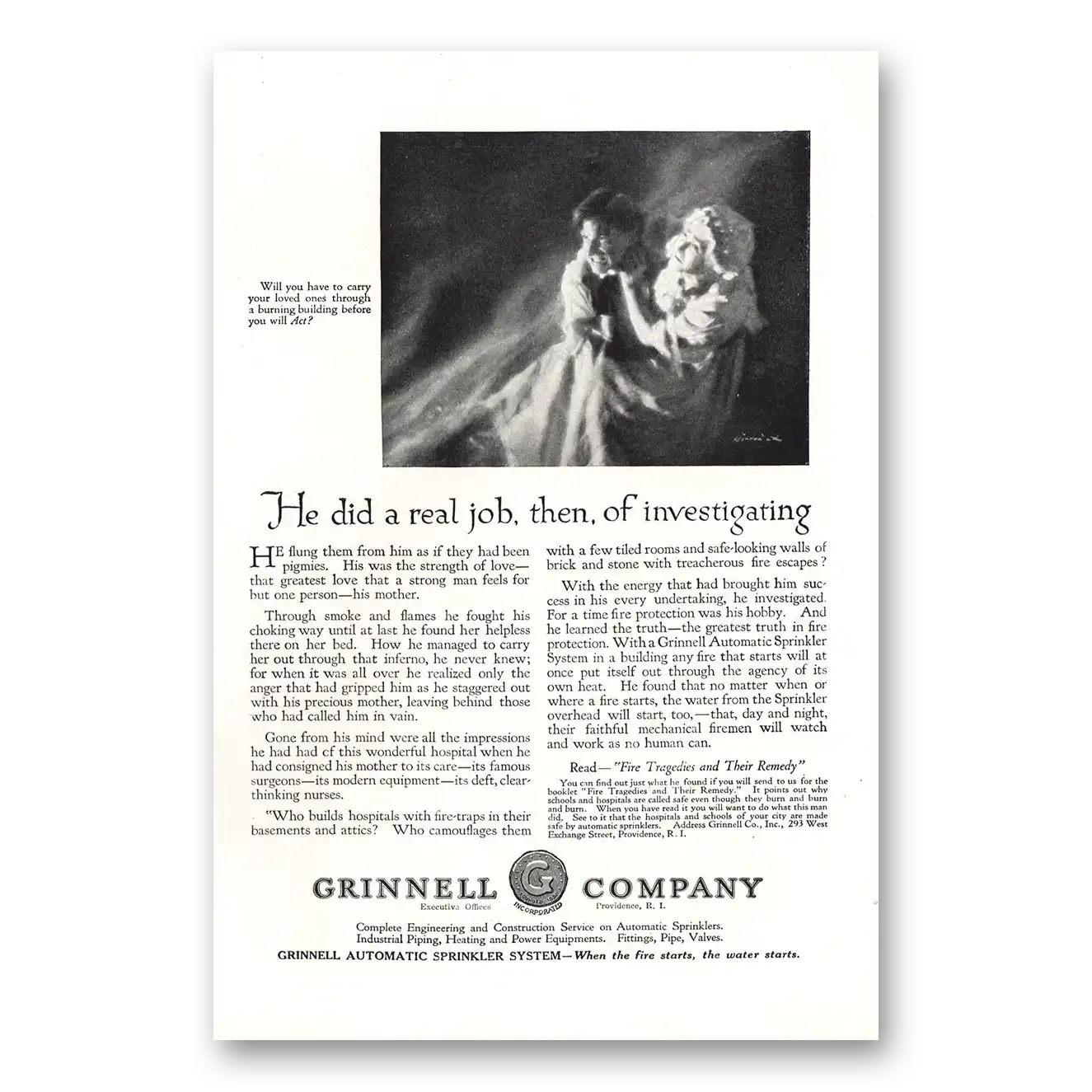 1920 Grinnell Company He Did a Real Job Investigating Vintage Magazine Print Ad