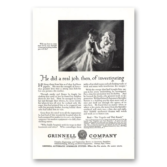 1920 Grinnell Company He Did a Real Job Investigating Vintage Magazine Print Ad