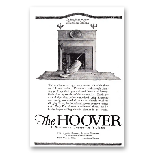 1920 Hoover Vacuum Costliness of Rugs Vintage Magazine Print Ad