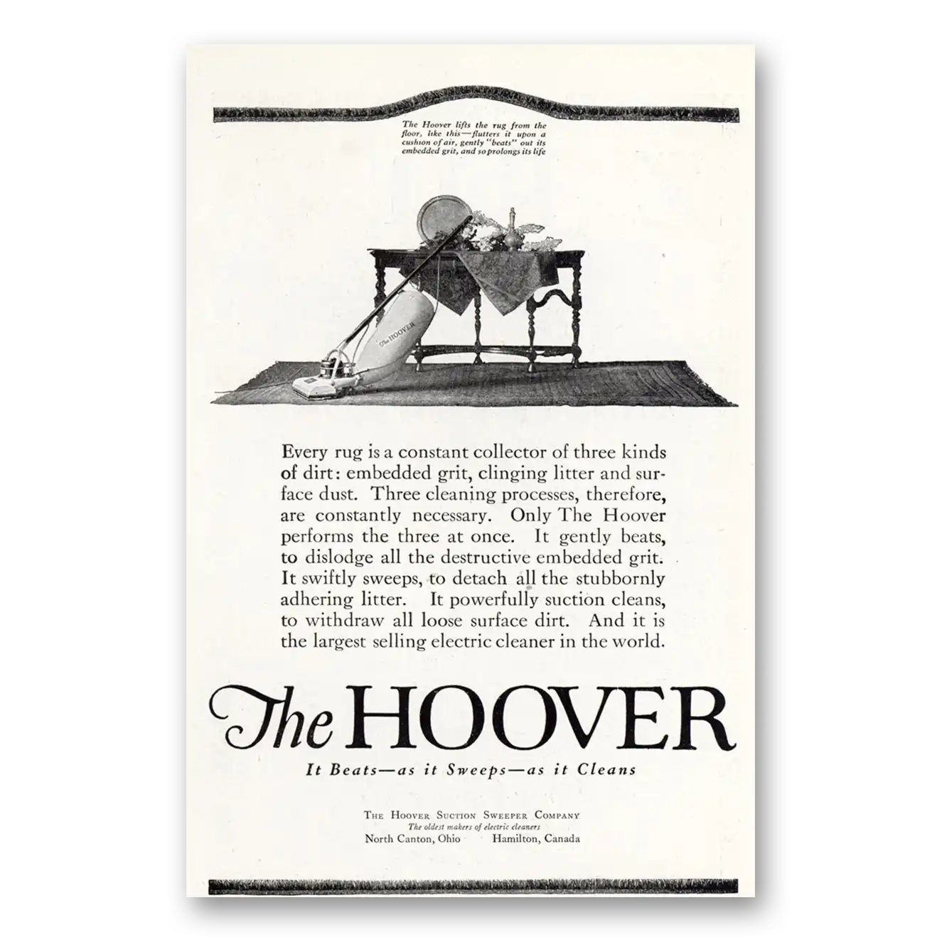 1920 Hoover Vacuum Every Rug is a Constant Collector Vintage Magazine Print Ad