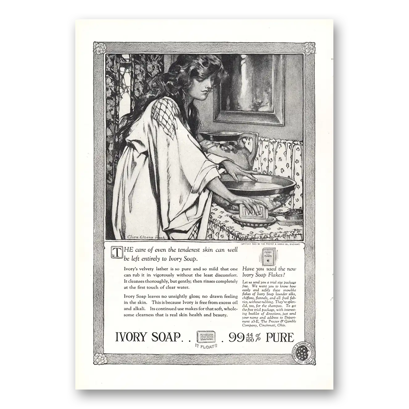 1920 Ivory Soap Care of Even the Tenderest Skin Vintage Magazine Print Ad