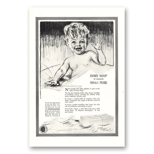 1920 Ivory Soap No Wonder That Baby Splashes Vintage Magazine Print Ad