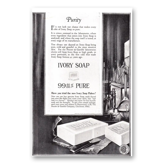 1920 Ivory Soap Purity It Is Not Luck Vintage Magazine Print Ad