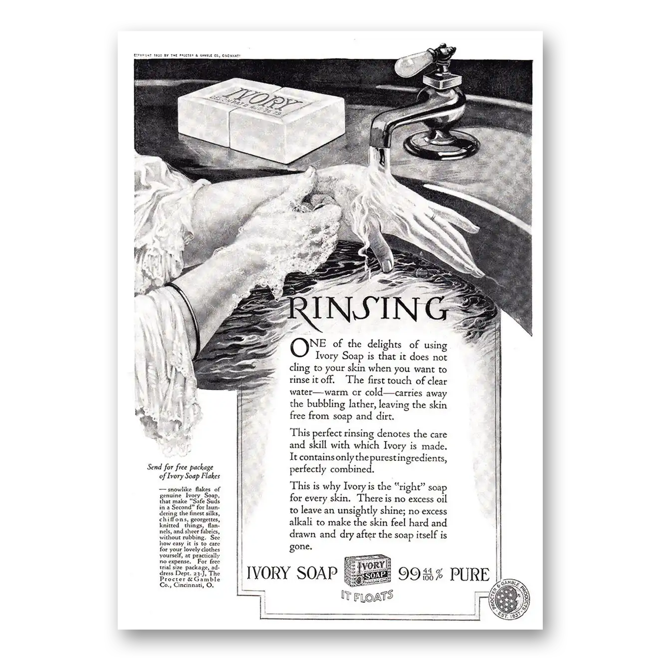 1920 Ivory Soap Rinsing One of the Delights Vintage Magazine Print Ad