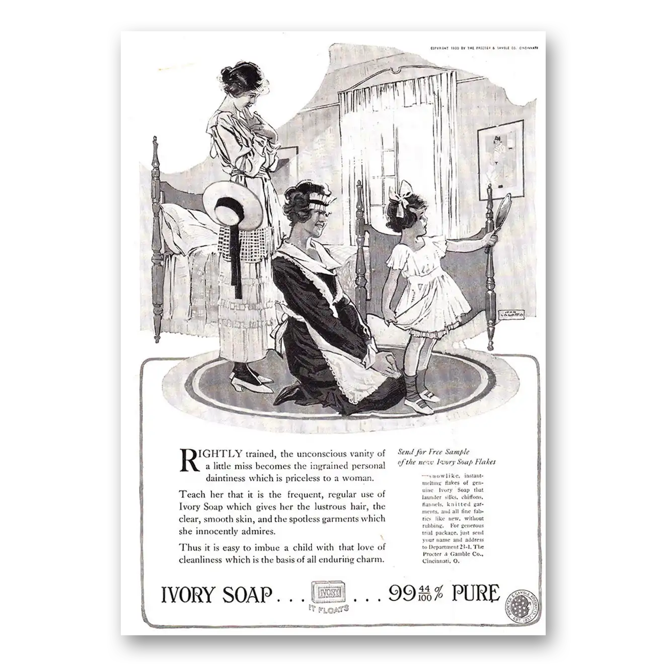 1920 Ivory Soap Unconscious Vanity of Little Miss Vintage Magazine Print Ad