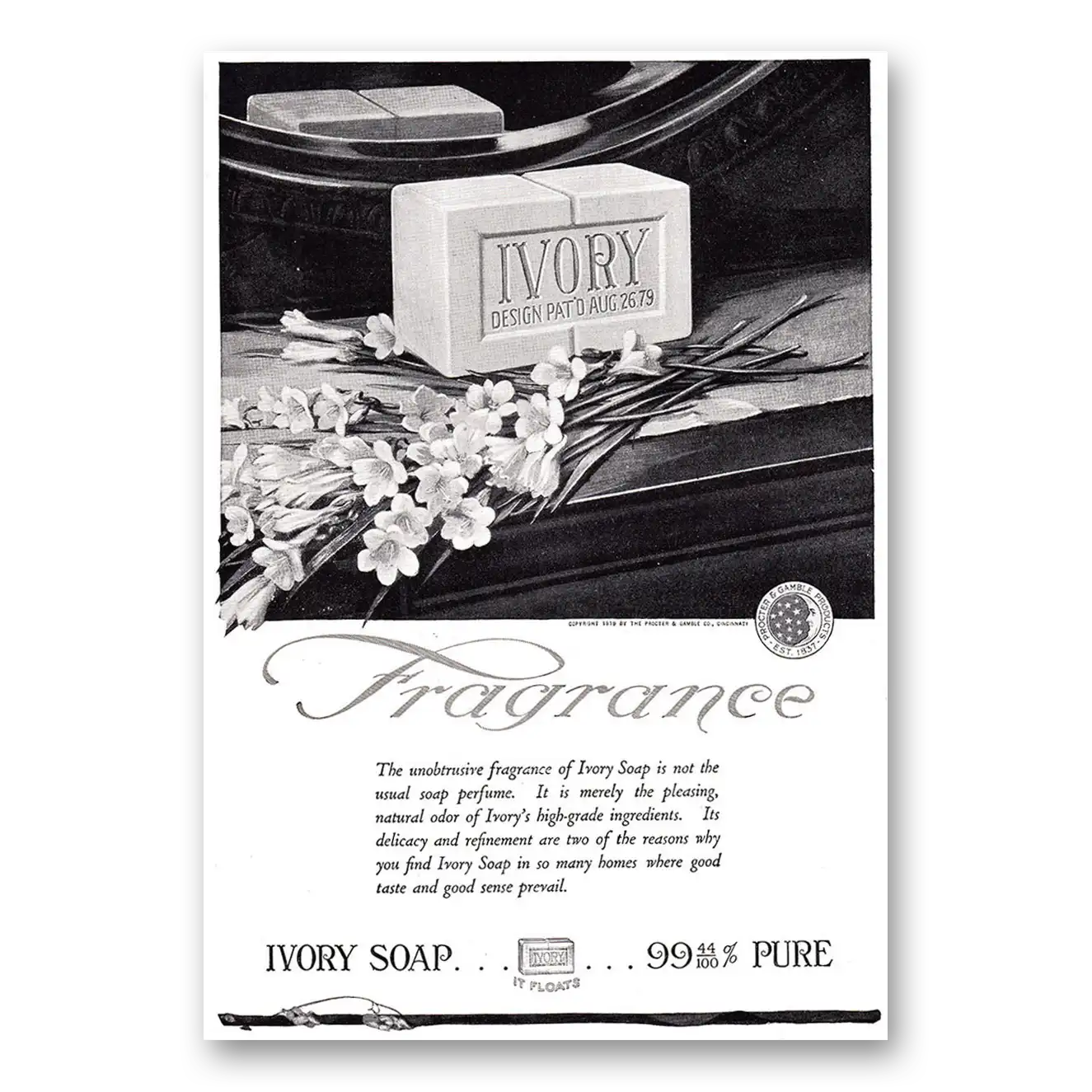 1920 Ivory Soap Unobtrusive Fragrance Vintage Magazine Print Ad