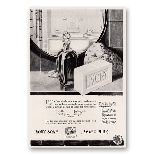 1920 Ivory Soap Should Be In Your Bathroom Vintage Magazine Print Ad