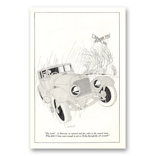 1920 Kelly Springfield Tires Oh Lord a Blow Out Vintage Magazine Print Ad