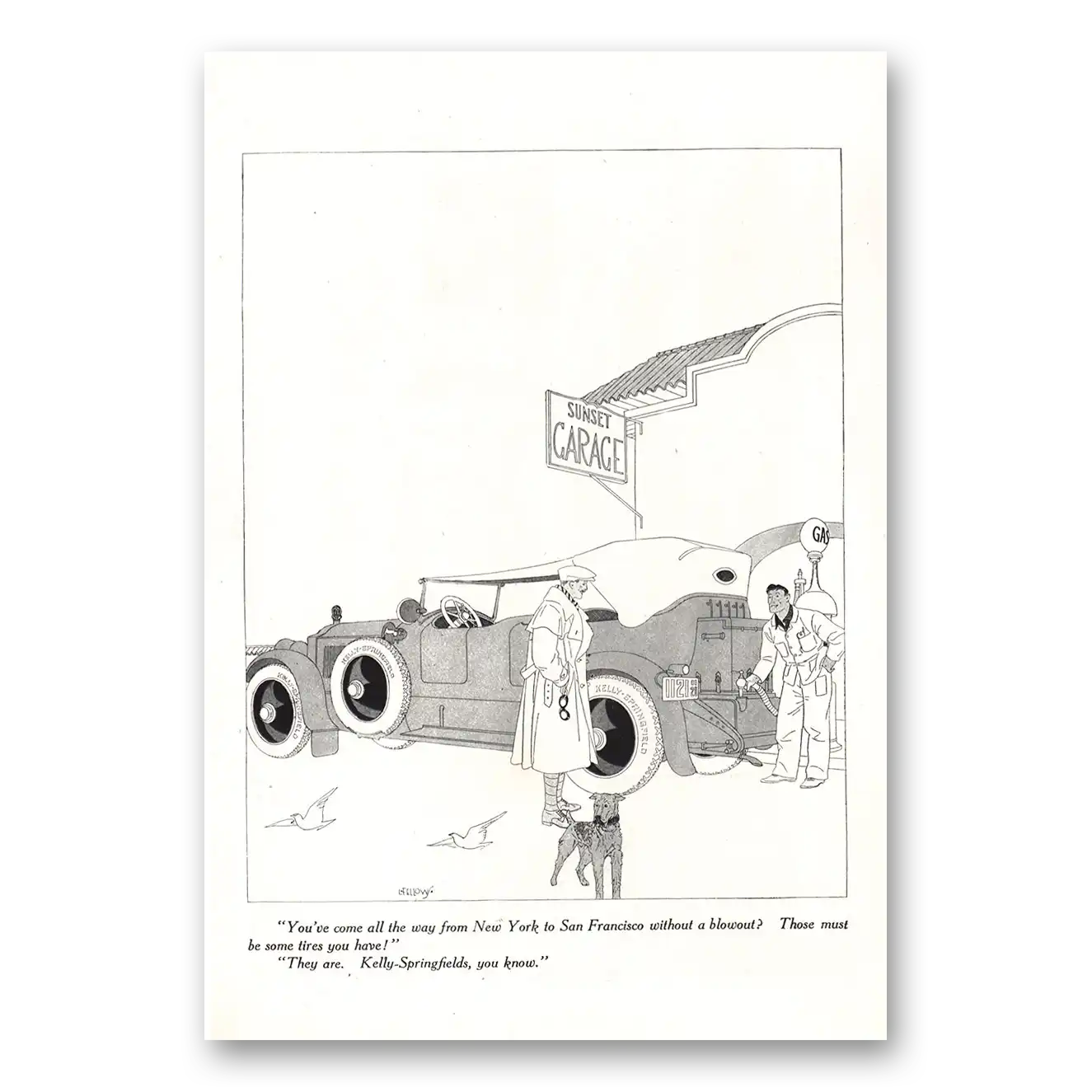 1920 Kelly Springfield Tires New York to San Francisco Vintage Magazine Print Ad