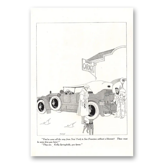 1920 Kelly Springfield Tires New York to San Francisco Vintage Magazine Print Ad