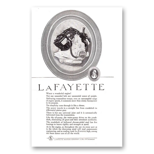 1920 LaFayette Motor Car What a Wonderful Engine Vintage Magazine Print Ad