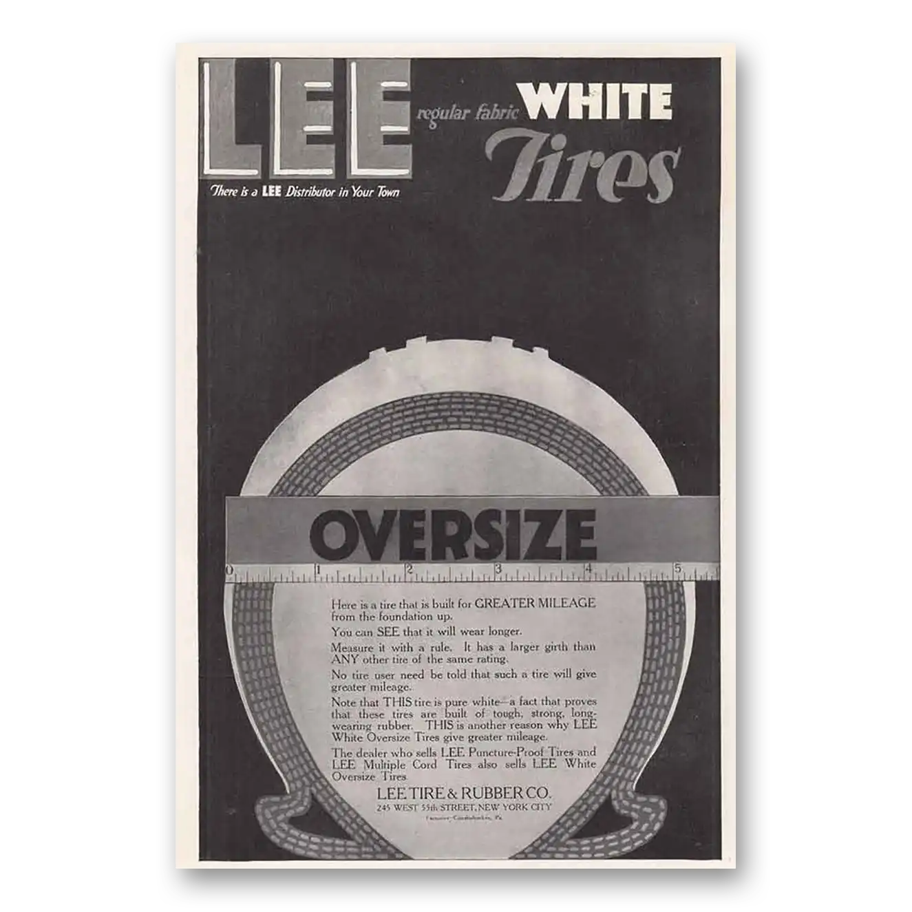 1920 Lee Tires Regular White Fabric Tires Vintage Magazine Print Ad