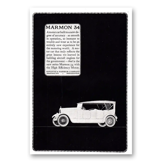 1920 Marmon 34 Motor Car Built to a New Degree of Accuracy Vintage Magazine Print Ad