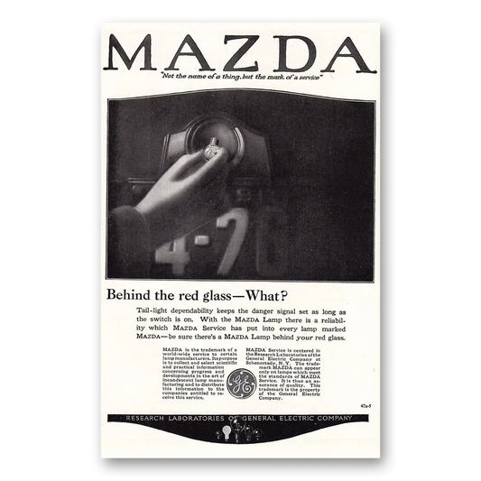 1920 Mazda Lamps Behind the Red Glass Vintage Magazine Print Ad