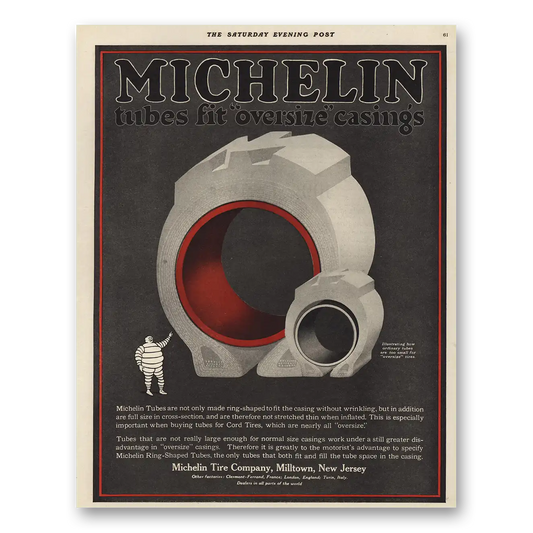 1920 Michelin Tires Tubes Fit Oversize Casings Vintage Magazine Print Ad