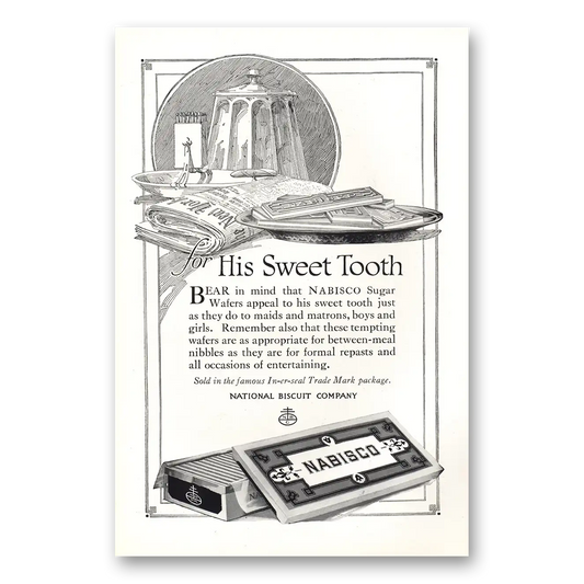 1920 Nabisco Cookies Sugar Wafers His Sweet Tooth Vintage Magazine Print Ad