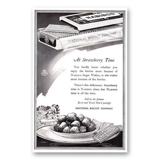 1920 National Biscuit At Strawberry Time Vintage Magazine Print Ad