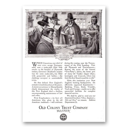 1920 Old Colony Trust Challenge Answered Vintage Magazine Print Ad