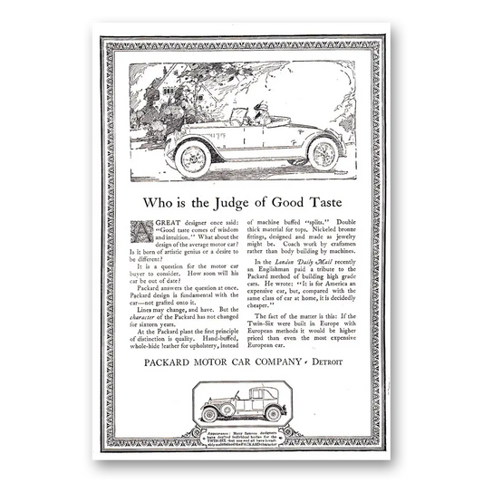 1920 Packard Motor Car Who is the Judge of Good Taste Vintage Magazine Print Ad