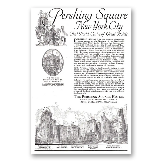 1920 Pershing Square Hotels New York City World Centre Vintage Magazine Print Ad