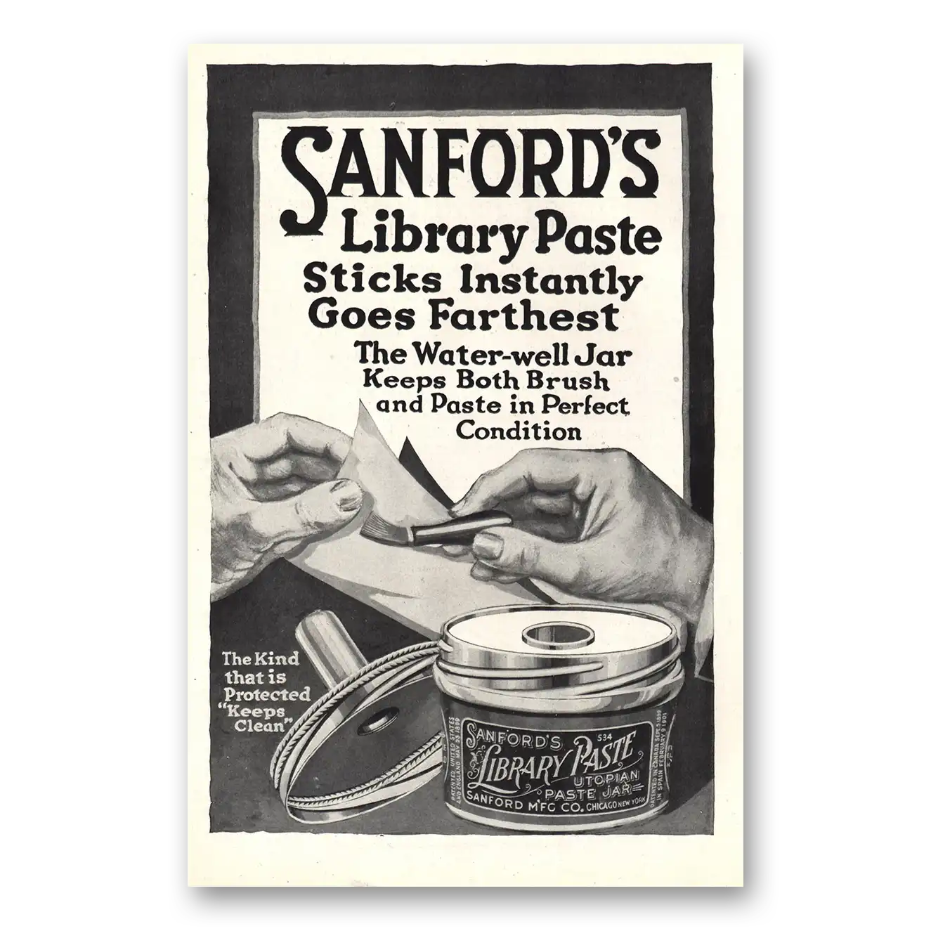 1920 Sanfords Ink Sticks Instantly Vintage Magazine Print Ad