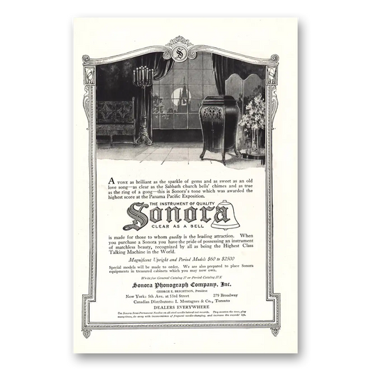 1920 Sonora Phonograph Brilliant As Sparkle of Gems Vintage Magazine Print Ad