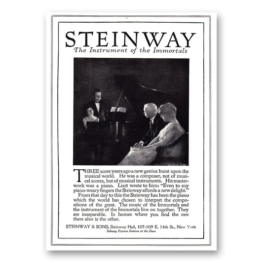 1920 Steinway Piano Three Score Years Ago Vintage Magazine Print Ad