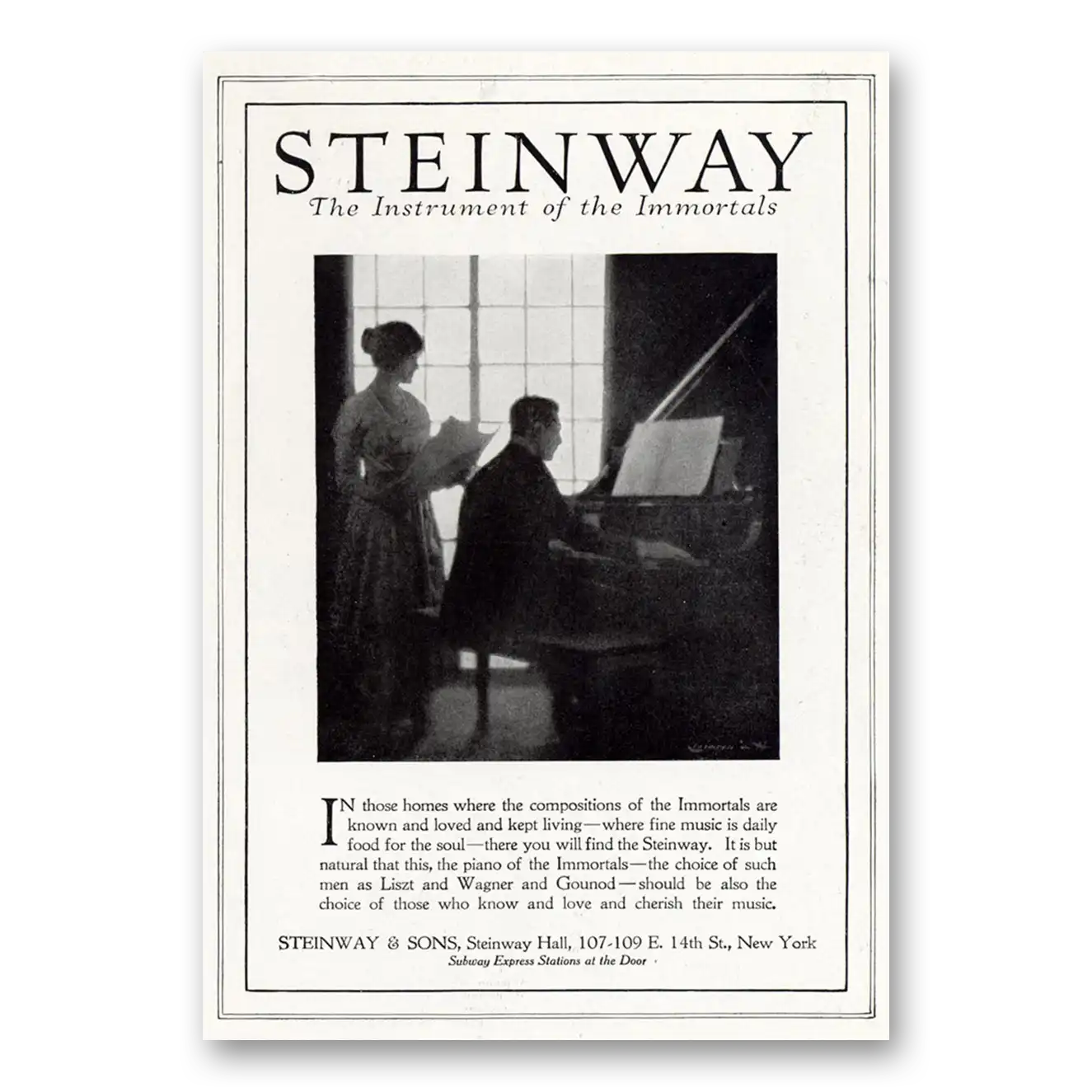 1920 Steinway Piano Homes Where the Composition of Immortals Vintage Magazine Print Ad